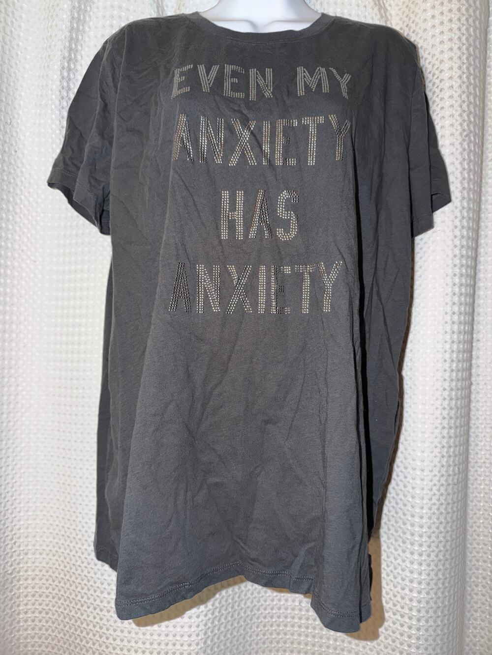 Torrid Even My Anxiety Has Anxiety Graphic Tee Size 1 Gray